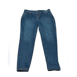 Lane Bryant Skinny Leg Jeans High Waisted Button Front Medium Wash Size 18